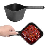 SafBbcue Cast Iron BBQ Sauce Pot and Mop Brush Set,Barbecue Cooking Accessories Heat Preservation Heavy Basting Pot & Mop with 4Pcs Heads for Big Green Egg Grill Grilling,Heavy Pot Gifts for Griller SafBbcue