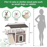 COZIWOW Outdoor Cat House, Wooden 2 Story Cat Scratcher House, Wood Cat Shelter Waterproof, Cat Enclosures Indoor with Openable Roof, Escape Door, Outside Cat Hideout for Feral Cats, Grey COZIWOW