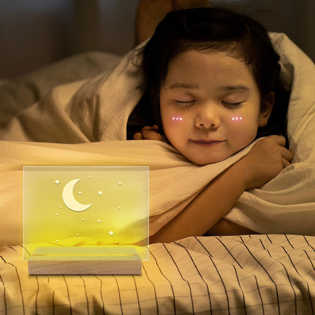 Aepiraza Wooden Rectangle Light Base, 4.3" Warm Light Display Stand Rectangle Led Lights Display Base Wooden Lighted Base Stand Warm Light Base for Glass Art Christmas Birthday Gifts (2Pcs) Aepiraza