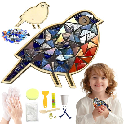 ZTIKSNYU DIY Glass Mosaic Tiles Bird Art Crafts Adults Mosaic Art Projects Home Decoration Creative Mosaic Glass Gift Kit for Kids 8 Ages Glass Pieces Mosaic Making Coaster Puzzle Gifts Christmas