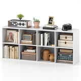 Tangkula 8-Cube Bookcase, Large Floor Standing Horizontal Bookshelf with 8 Open Shelves & 2 Anti-Tipping Kits, Home Office Wooden Storage Book Shelf for Living Room, Study (White, 8-Cube) Tangkula