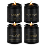 AMMORZEEF 4 Pack Manly Scented Candles for Men Soy Candle Set for Home Wood Wick Aromatherapy Candles for Relaxation Scented Leather Cedar/Lavender/Amber Sandalwood/Vanilla Candles AMMORZEEF