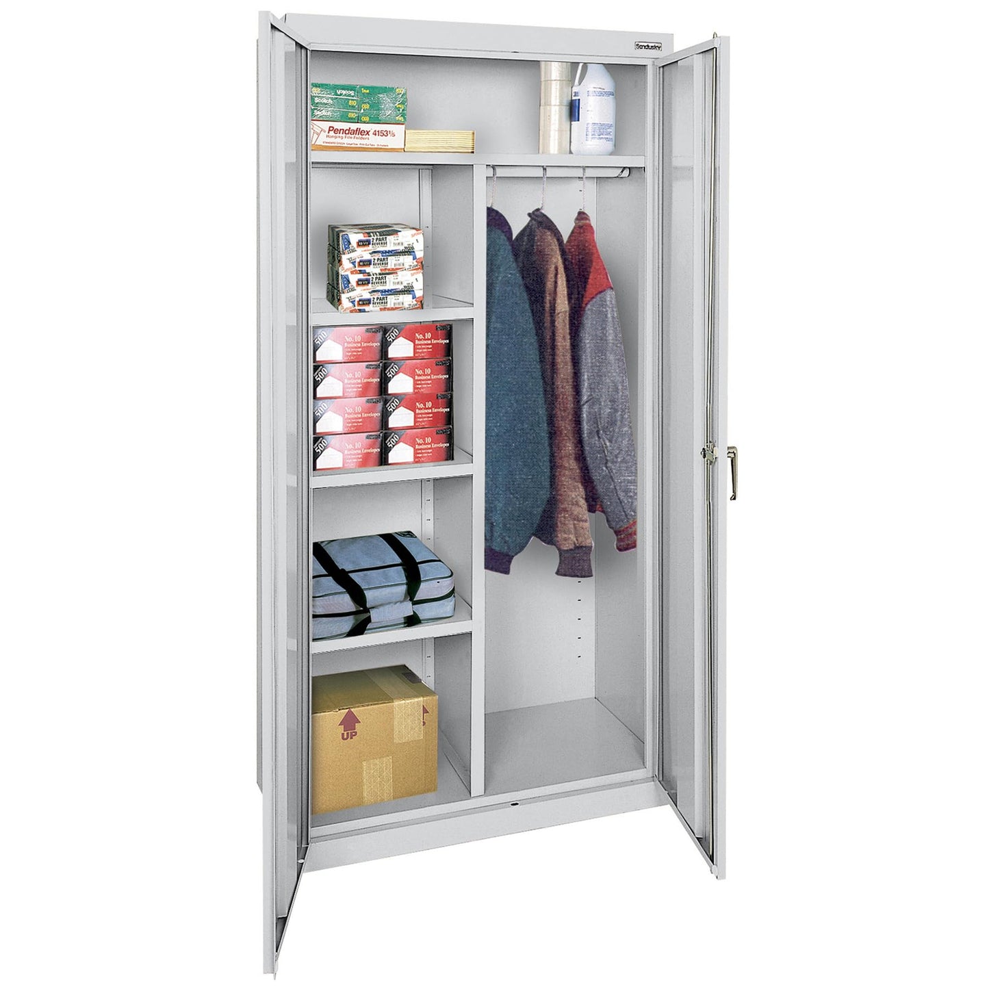 Sandusky Lee CAC1362472-05 Combination Garage Storage Cabinet, Steel Utility Cabinet with Adjustable Shelves, 72" H, Dove Gray