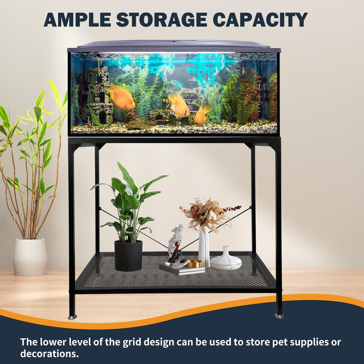 tongmo 40 Gallon Fish Tank Stand, 2 Stands Metal Aquarium Stand, Aquarium Turtle Tank (40 Gallon-Black) tongmo