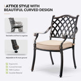 𝗔𝗶𝗹𝗶𝘀𝗺𝗮𝗶𝗹 7 Piece Outdoor Dining Set Cast Aluminum Retro Patio Dining Set for 6 includes 59” Rectangular Table and 6 Chairs with Thicker Cushions and Umbrella Hole for Patio Deck Garden Ailismail