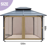 Tradesparker 10x10 Gazebo Replacement Mesh Walls,4-Sided Mosquito Screen Netting with 48Curtain Rings & 48Rail Hooks，Black (Universal Fit for Gazebo & Pergola) Tradesparker