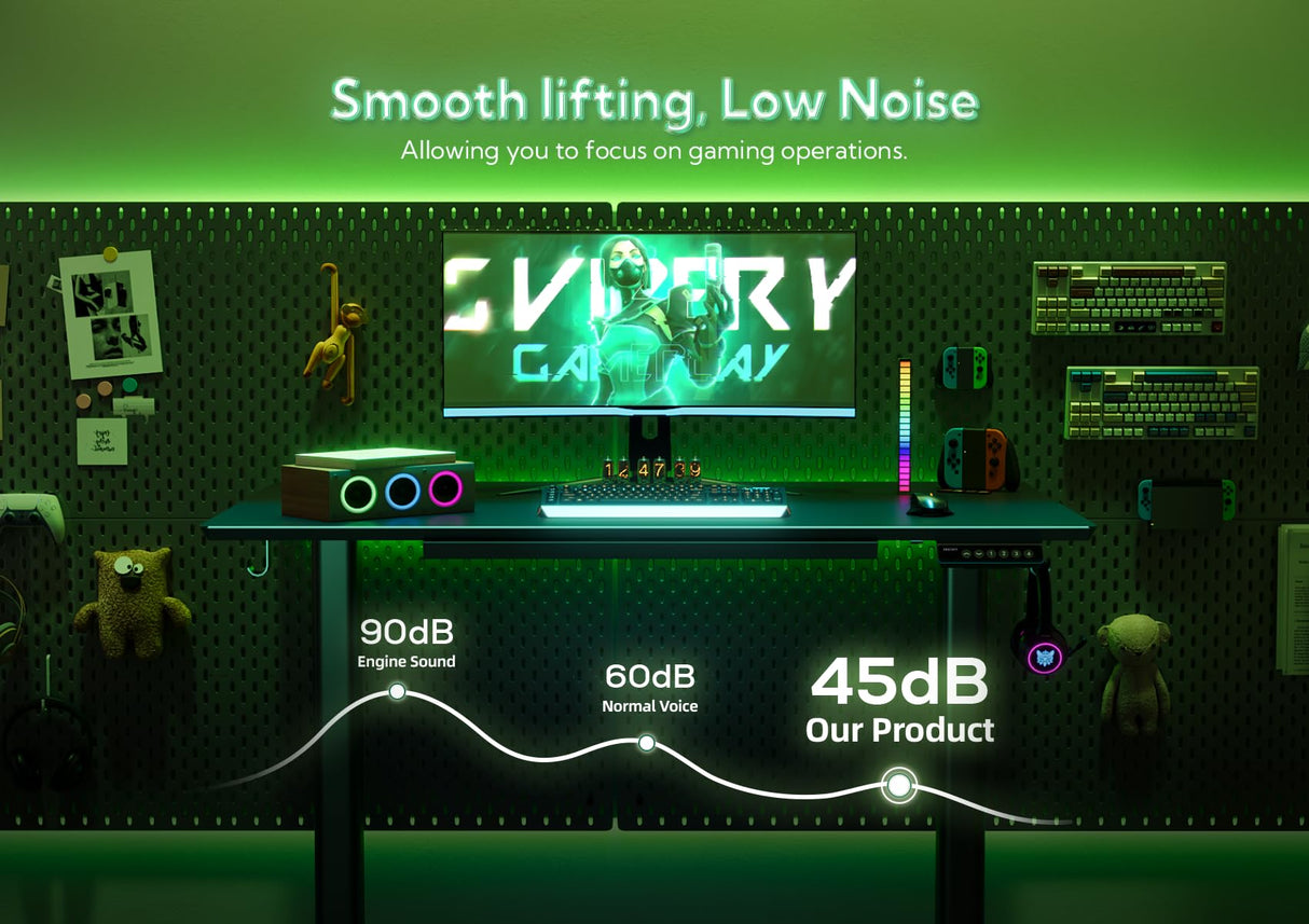 INNOVAR Glass Gaming Desk with Drawers, Electric Standing Desk Adjustable Height, Professional Gaming Glass Surface Improved Precision and Speed, Black 55 inch INNOVAR