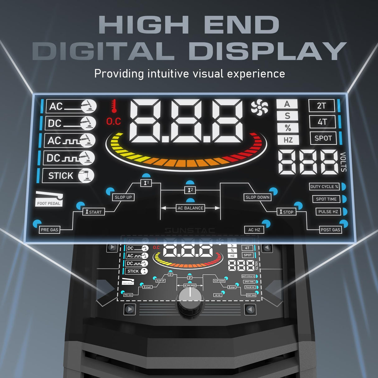 Sunstac 250A AC/DC Aluminum TIG Welder with Pulse, 110V/220V Dual Voltage TIG Welding Machine with DC TIG/AC TIG/Pulse TIG/SPOT TIG/Stick Sunstac