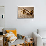 Trumpet with Music Notes Diamond Art 5D Diamond Painting DIY Kits Full Round Drill Bead Gem by Number Mosaic Embroidery Arts and Crafts for Living Room Home Wall Decor 12x16 inch IPISSOI