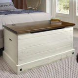 Furniture Dash Wooden Storage Trunk Corona, Wooden Entryway Storage Bench, Ideal for Living Room, Bathroom, Entryway, Office, Kitchen - White Distressed Furniture Dash
