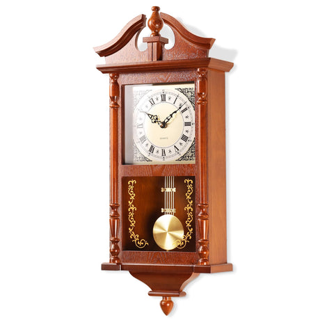 AYRELY® 25IN Grandfather Vintage Wall Clock with Pendulum and Chime, Hour/Quarter-Hour Chime, Rubberwood Frame, Large Vintage Wall Clock for Living Room,Home Decor Gift AYRELY