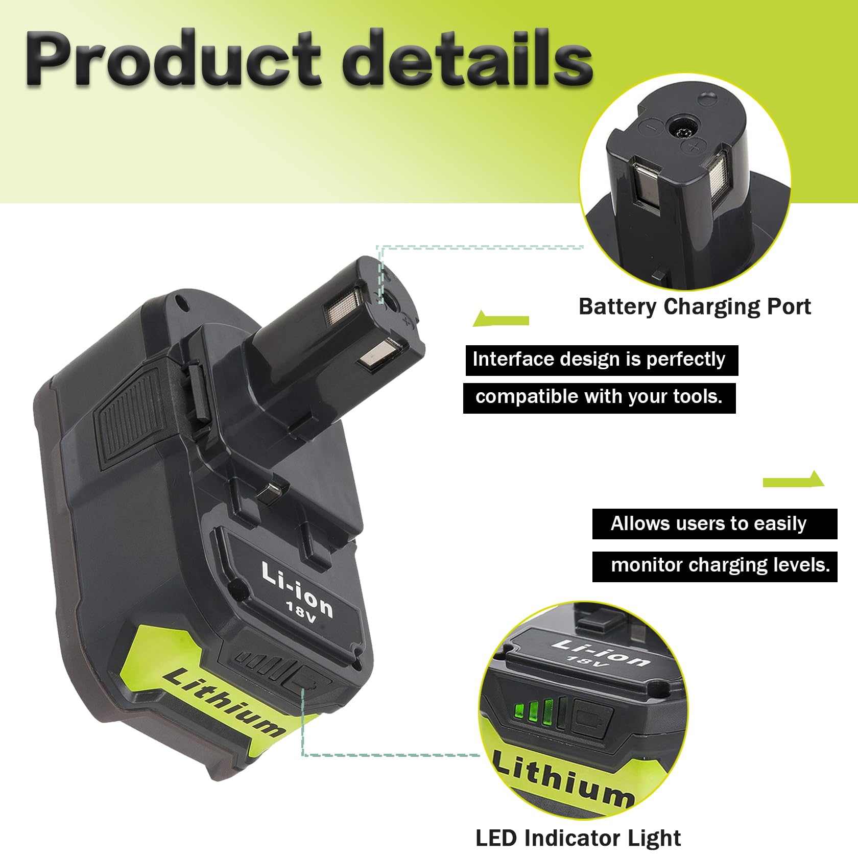 5.0Ah 18V Battery and Charger Combo for Ryobi 18V Battery P102 P103 P104 P105 P107 P108 P109 Cordless Tool Battery, with a P118B Charger for Ryobi 18V Battery Charger - WoodArtSupply