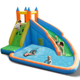Costzon Inflatable Water Slide, Giant Bouncy Water Park Jump Castle Waterslide for Kids Backyard Outdoor Fun with Climbing Wall, Splash Pool, Blow up Water Slides Inflatables for Kids Party Gifts Costzon