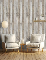 LXCREAT Faux Wood Butcher Block Contact Paper, Shiplap Peel and Stick Wallpaper Wooden Planks for Walls 17.5"X118", Natural Grey Self Adhesive Removable Rustic Wallpaper for Shelf Kitchen Decoration LXCREAT