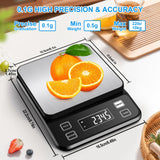 22lb Waterproof IPX67 Kitchen Scale with 0.1g/0.001oz High Precision, Diyife Large Stainless Steel Food Scale, 10 Unit, Washable, Hangable, USB Rechargeable, LCD Display, for Cooking, Baking Diyife