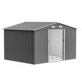 10x8 FT Sheds & Outdoor Storage Garden Metal Shed with Floor Frame Lockable Sliding Door and Air Vents Heavy Duty Shed with Air Vents Waterproof Roof Ideal for Backyard Patio Lawn Dark Gray RocVanc