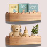 Green Goods Supply Scalloped Shelves - Set of 2 Pre-Assembled 15.6inch Floating Nursery Book Shelves, Scalloped Book Shelf - Kids Wall Bookshelf, Nursery Decor, Floating Shelves for Wall Green Goods Supply