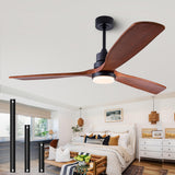 dearnow 56" wooden ceiling fan with lighted remote control, indoor outdoor wooden ceiling fan, outdoor modern ceiling fan with 3 fan blades for patio, living room, office, hallway and more.…… dearnow