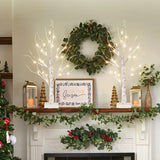 EAMBRITE Lighted Birch Tree for Christmas Decor, Table Decorations Indoor, 2Pack 24 LED Battery Operated/USB Tabletop Mini Artificial White Trees with Lights for Winter Home Centerpiece Mantel (2FT) EAMBRITE