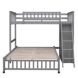 Harper & Bright Designs Twin Over Full Bunk Bed with Storage, Solid Wood Bunk Bed with 6 Drawers and 3 Flexible Shelves, Movable Bottom Bed with Wheels, for Kids Teens Adults (Gray) Harper & Bright Designs