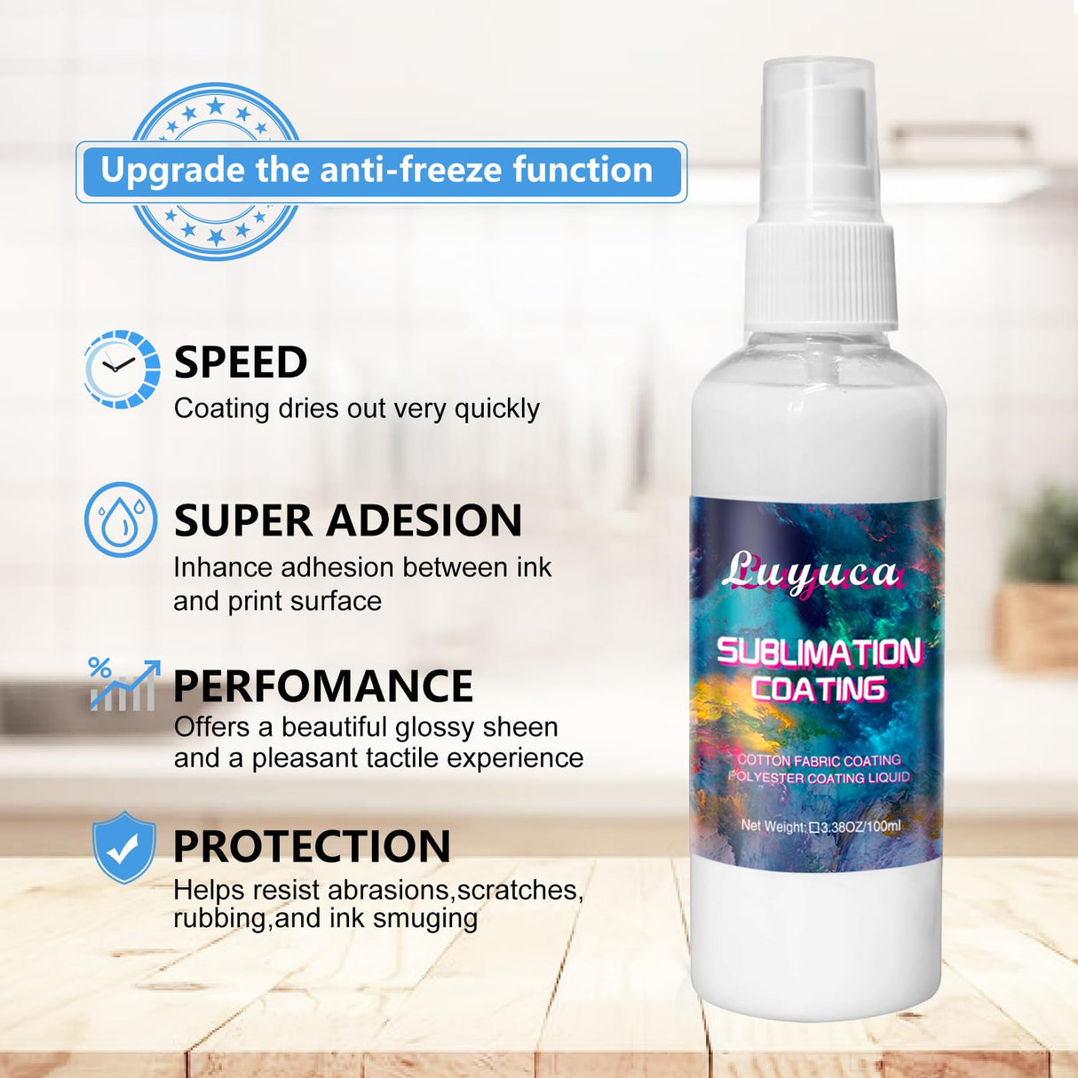 Luyuca Sublimation Spray, 2PC 100ML Sublimation Coating Spray for Cotton Shirts, Canva Coating Liquid, Quick Dry, Super Adhesion, Waterproof, High Gloss Luyuca
