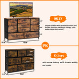 Furnulem Wide Dresser with 9 Large Drawers for 55'' Long TV Stand Entertainment Center,Wood Shelf Storage for Bedroom,Living Room,Closet,Entryway,Sturdy Metal Frame (Rustic Brown Furnulem