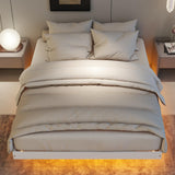 Anwickjeff Full Size Floating Platform Bed with LED Lights and Solid Wood Slats in White anwickjeff