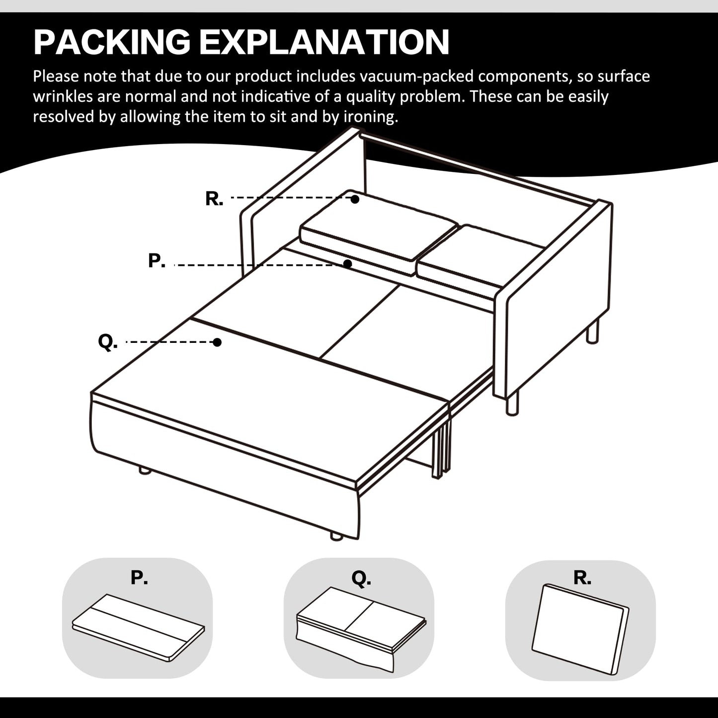 XSPRACER 3-in-1 Convertible Sleeper Loveseat Sofa Couch with Pullout Bed and Storage for Living Room, Bedroom, Balcony, RV, Dark Gray