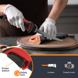 VlOXO Electric Fillet Knife - Cordless with 4 Stainless Steel Blades, Non-Slip Grip, Safety Lock, Includes Storage Case VLOXO