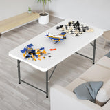 VINGLI 4 FT Plastic Folding Camping Table,3-Level Adjustable Height, Portable in/Outdoor Party Picnic Dining Desk,Off-White Garden Soccer Multipurpose Entertaining Activities VINGLI