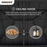 Sunjoy 13 x 15 ft. Wood Gazebo, Outdoor Patio Steel Hardtop Gazebo, Cedar Framed Wooden Gazebo with 2-tier Metal Roof, Suitable for Patios, Lawn and Backyard, Matte Black Roof + Gray Wood Frame Sunjoy