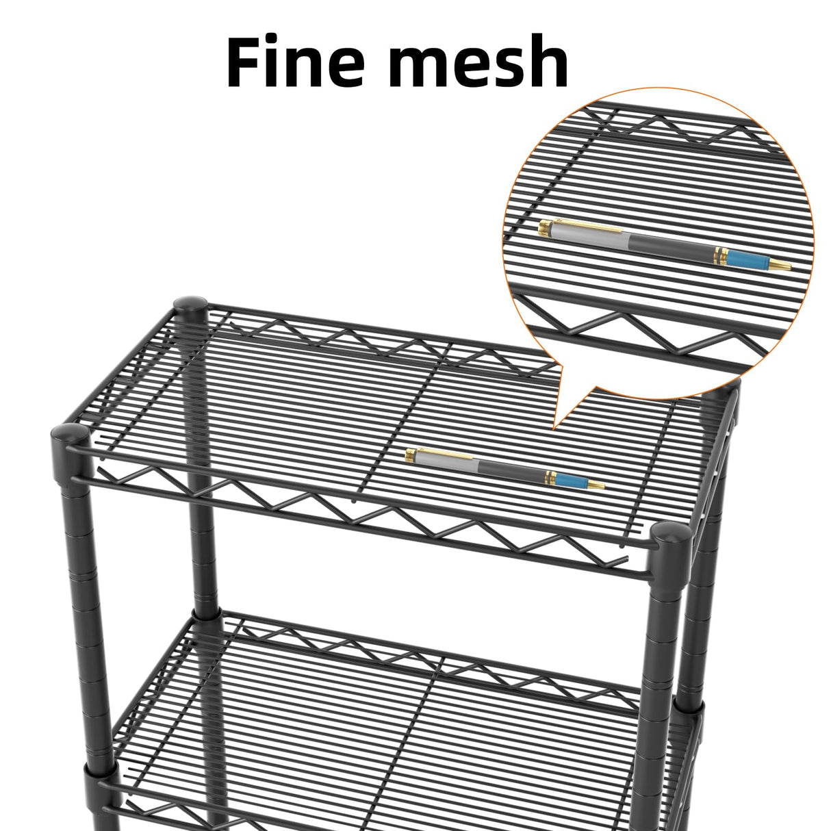 SINGAYE 5 Tier Shelf Wire Shelving Adjustable Storage Shelves Rack Standing Units for Kitchen Closet Laundry Bathroom Organizers Metal Pantry Narrow Mesh Gaps 10" D x 16" W x 55" H Black SINGAYE