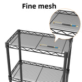 SINGAYE 5 Tier Shelf Wire Shelving Adjustable Storage Shelves Rack Standing Units for Kitchen Closet Laundry Bathroom Organizers Metal Pantry Narrow Mesh Gaps 10" D x 16" W x 55" H Black SINGAYE