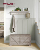 VASAGLE Storage Chest, Storage Trunk with 2 Safety Hinges, Storage Bench, Shoe Bench, Farmhouse Style, 15.7 x 39.4 x 18.1 Inches, for Entryway, Bedroom, Living Room, Heather Greige ULSB060K03 VASAGLE