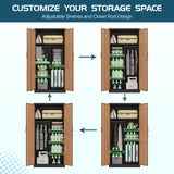 MIIIKO Metal Wardrobe Cabinet with Locking Doors, Metal Storage Armoire Closet for Clothing, 2 Door Woodgrain Locker Cabinet with Adjustable Shelves for Bedroom, Locker Room, Home Office and Garage… MIIIKO