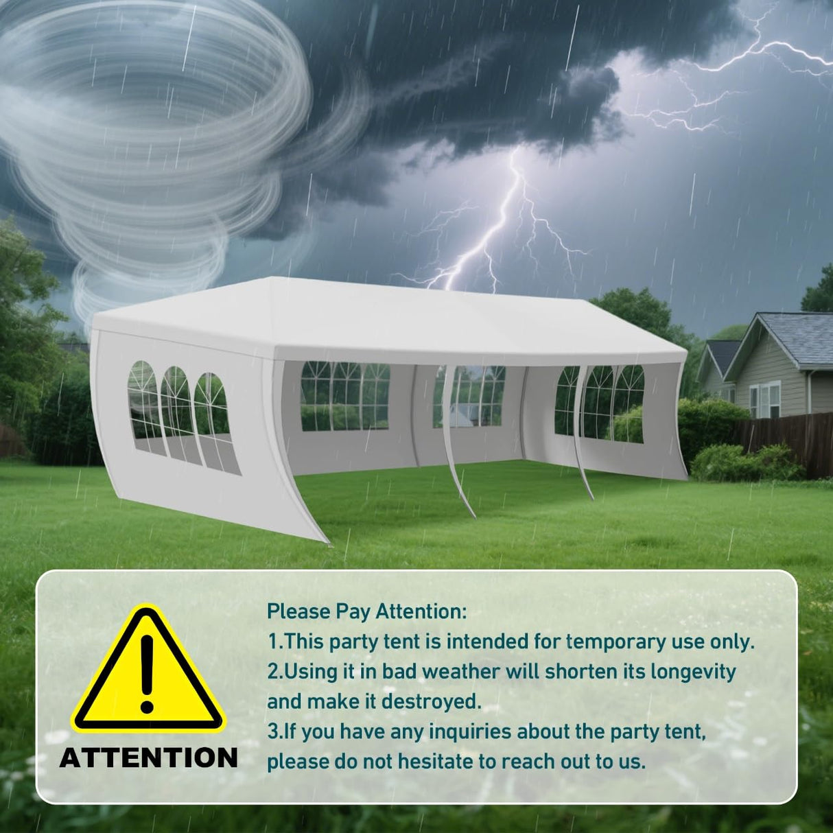 OLLIDOT 10' x 30' White Gazebo Canopy Tent Featuring 5 Removable Sidewalls, White Patio Gazebo Tents, Shelter Tent Perfect for Birthdays, Events, Parties, Weddings, Gatherings and Patio OLLIDOT