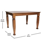 Merrick Lane Finnley 47" Solid Wood Dining Table with Decorative Sculpted Wooden Legs, Seating for 4, Walnut Matte Merrick Lane