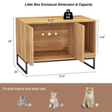 FiveWillowise Litter Box Enclosure, Modern Fluted Hidden Litter Box Furniture,Cat Litter Box Enclosure with Scratching Mat,Cat House Side End Table,Natural FiveWillowise