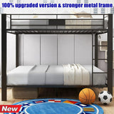 RUUTE Latest Upgrade & Stronger Queen Over Queen Size Bunk Bed, Thickened More Rust-Proof Metal Heavy Duty Steel Bunk Queen Bed with Enhanced Legs and Slats (Easier Assembly) (Queen Over Queen) RUUTE