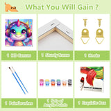 Reivworl Paint by Numbers Kit for Kids with Frame and Easel, Dragon Paint by Number Kids Age 5-8-12, Paint by Numbers Gifts and Home Decor (8X8 Inch) Reivworl