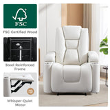 ANJ White Power Recliner Chair Set of 2, Electric Home Theater Seating Soft Leather Reclining Chairs for Movie Room Overstuffed Recliners with Hidden Arm Storage, Cup Holders and USB Ports ANJ
