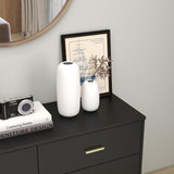 Modern 6 Drawer Wood Dresser, Wood Lateral Chest of Drawers Storage Organizer with Wide Drawers & Metal Gold Handles for Bedroom, Living Room, Hallway, Entryway Panana