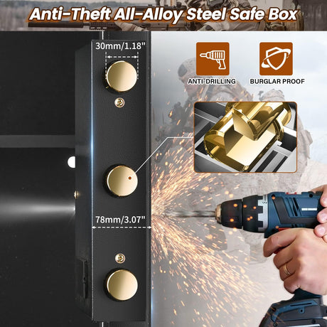 3.0 Cuft Large Fire proof Safes for Home Use, Digital Personal Security Safe Box with Programmable Keypad and Spare Keys, Fireproof Document Safe for Money Firearms Medicine Valuables VIDXCVIT