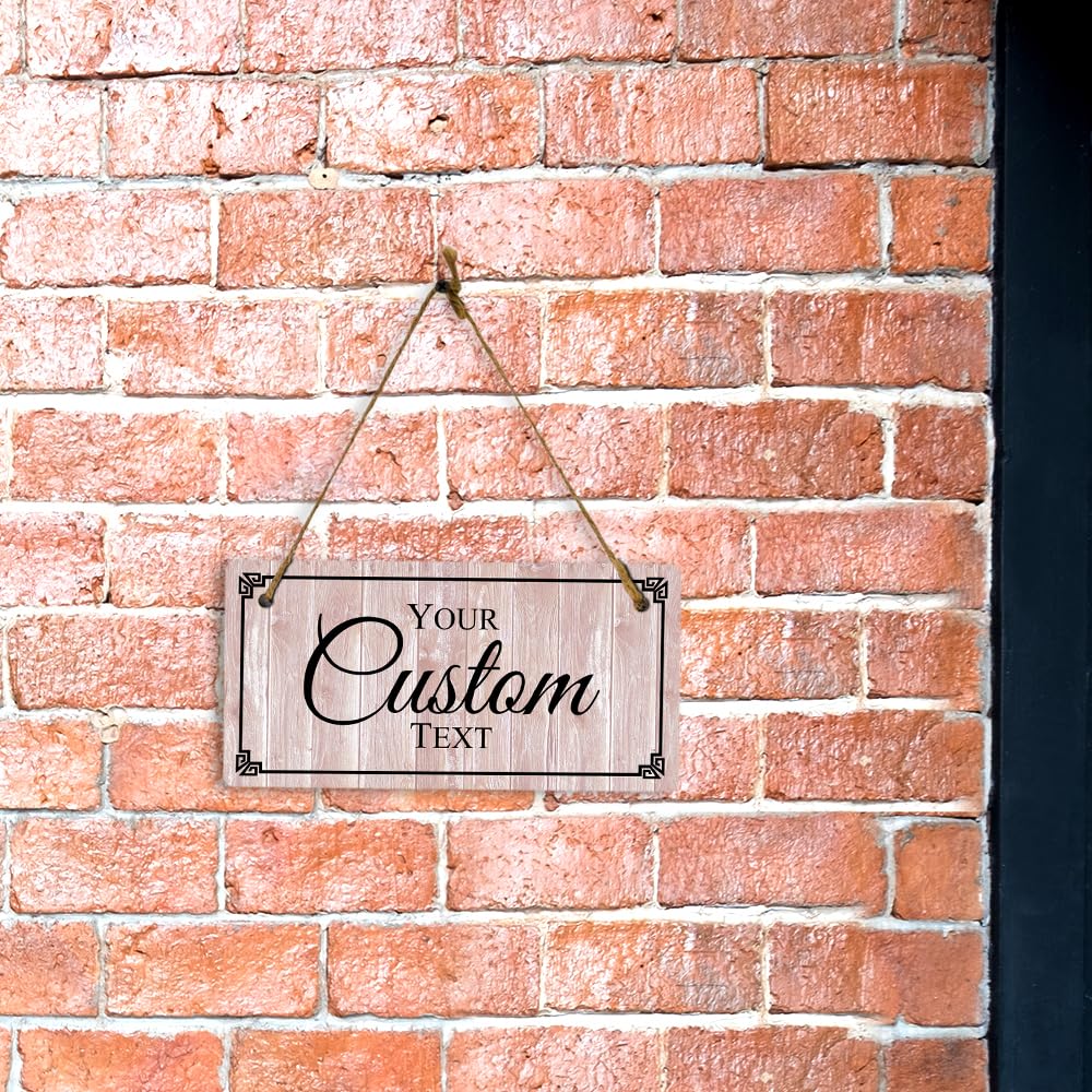 Signs ByLITA Customizable 5 x 10” Decorative Border Hanging Wall or Door Sign | Rustic Twine | Stylish Personalized Greeting Sign | Home or Business Personalized Signage Signs ByLITA
