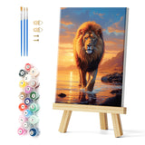 Natuyalo Framed Paint by Numbers on Canvas Lion Acrylic Paint by Numbers Kits for Adults Beginner Animal Pictures Painting Kits Ideal Gift Home Wall Decor 12x16 Inch Natuyalo