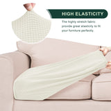 CHUN YI 3PC Stretch Couch Cushion Covers, Individual Sofa Seat Slipcovers Suitable for Armchair Loveseat Sofa with Spandex Jacquard Fabric(3pc, Ivory White/Cream) CHUN YI