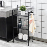 L&H UNICO 3-Tier Free Standing Wire Rack Durable Metal Shelving Storage Unit with Adjustable Feet 4-Hook for Bathroom Laundry Kitchen Office, Black L&H UNICO