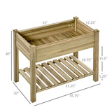 Outsunny 36" x 20" x 30" Raised Garden Bed, Elevated Wood Planter Box with Legs and Storage Shelf for Backyard, Patio, Balcony to Grow Vegetables, Herbs, and Flowers Outsunny