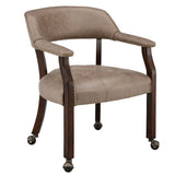 MODERION Solid Wood Boss Caption's Chairs,Dinning Chairs with Wheels and Arms,Office Desk Chairs, Classic Swivel Accent Chairs with Upholstered,Breathing Leather, 31.5¡±H for Living Room Light Brown MODERION