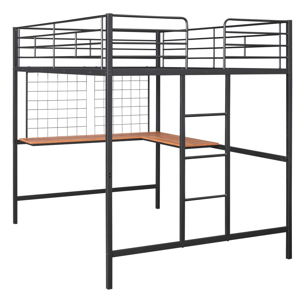 Harper & Bright Designs Full Size Metal Loft Bed Frame, Loft Bed Full with L-Shape Desk and Metal Grid, Space Saving Full Loft Bed with Desk Underneath for Kids,Teens (Full, Black) Harper & Bright Designs